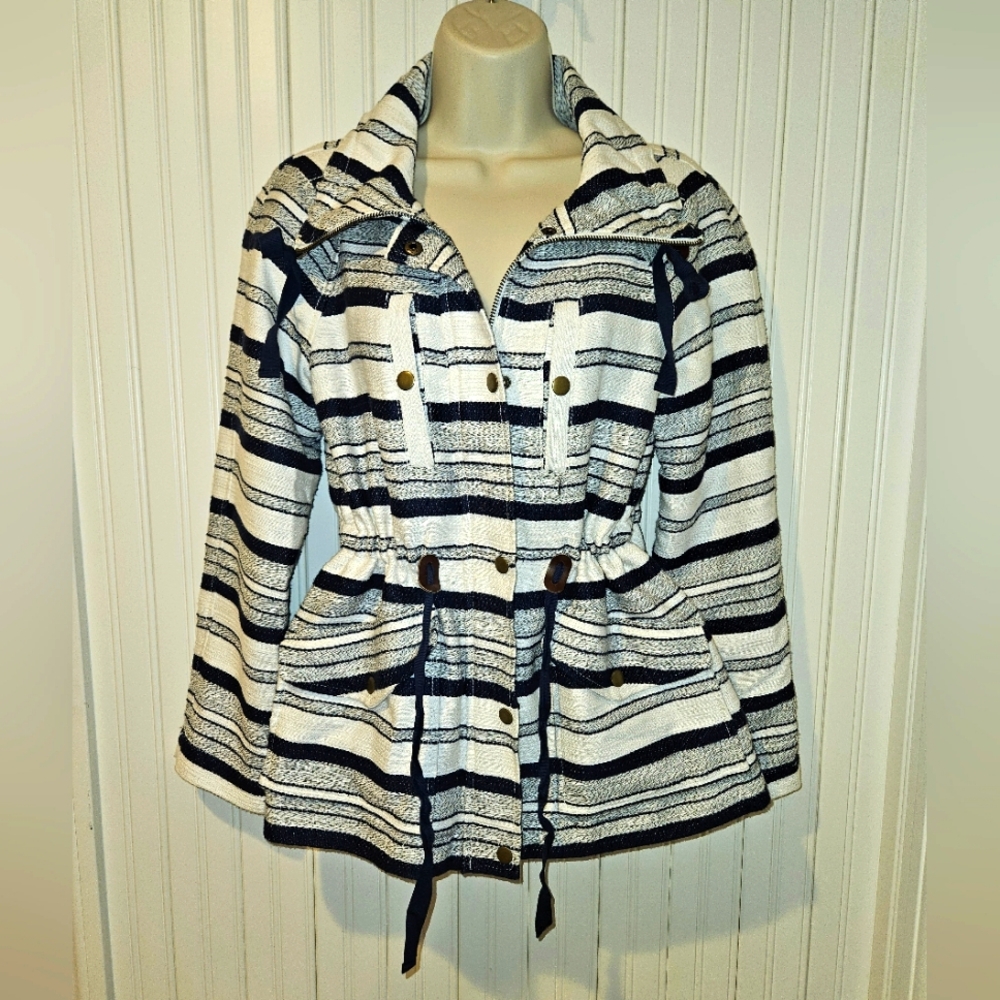 LOFT Navy & White Striped Jacket. Very Versatile! New With Tags!